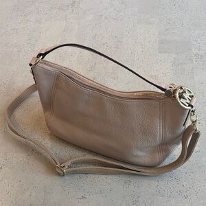 Michael Kors Pebbled Leather Shoulder Bag in Taupe